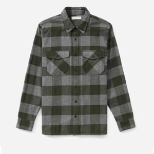 Mens Everlane Large Flannel Button-Up Shirt Gray Green